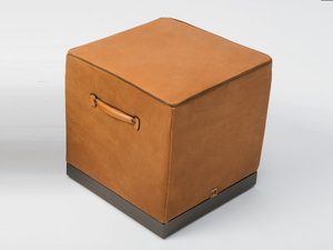 FEDRO - Square tanned leather pouf with castors _ Mantellassi 1926